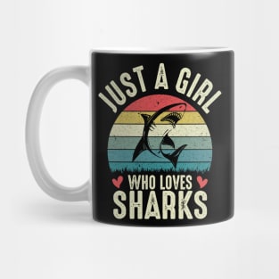 Just A Girl Who Loves Sharks  Funny Shark Lover Girl Gift Mug